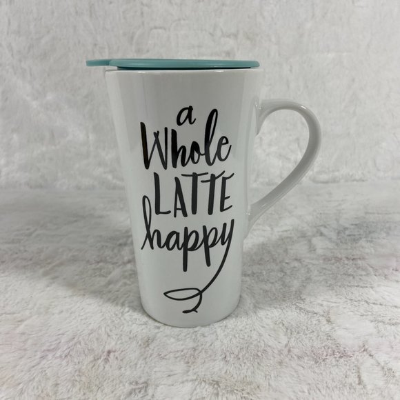 Hallmark Other - “A Whole Latté Happy” Hallmark Ceramic Travel Mug with lid Hallmark